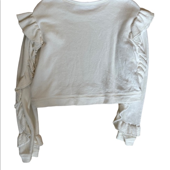 LoveShackFancy Cropped Ruffle Sweatshirt S - Picture 3 of 4